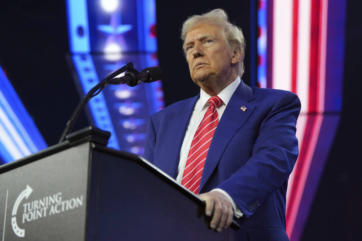 President-elect Donald Trump speaks at AmericaFest, Sunday, Dec. 22, 2024, in Phoenix. (AP Phot ...