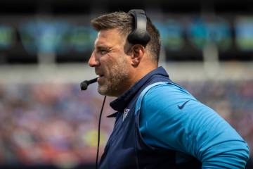 Tennessee Titans head coach Mike Vrabel in the second half during an NFL football game against ...