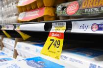 Eggs are seen for sale at an Albertson’s store Tuesday, Jan. 7, 2025, in Las Vegas. (Sam Morr ...