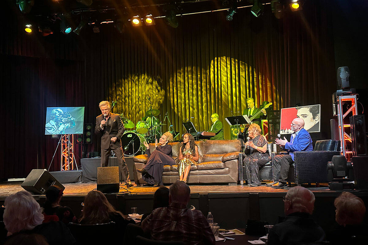 Chris Phillips of Zowie Bowie performs at Renee Hale's "Renee's Las Vegas Legends" variety show ...