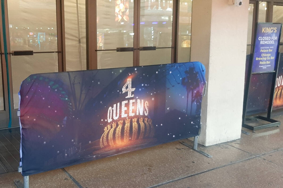 A barrier blocks entry to the Four Queens Hotel & Casino in downtown Las Vegas on Wednesday, Ja ...