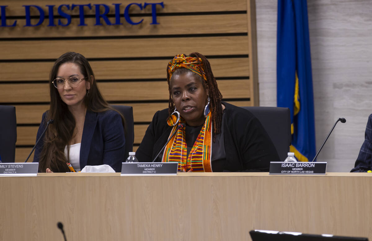 The Clark County School Board elected Tameka Henry to be its clerk. (Chase Stevens/Las Vegas Re ...