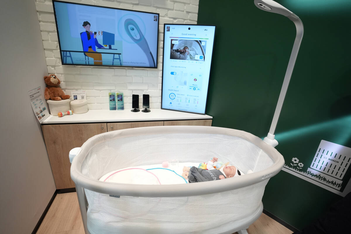 The Bosch Revol Smart Crib is displayed at a Bosch booth during the CES tech show Wednesday, Ja ...