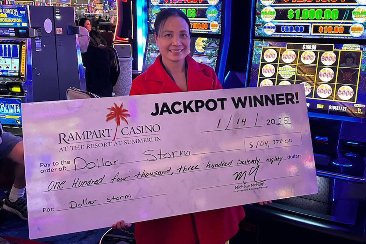 Liza L. of Las Vegas hit the Dollar Storm Progressive Super Grand Jackpot for $104,378 on Tuesd ...