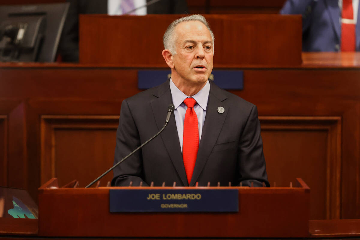 Nevada Governor Joe Lombardo delivers his State of the State address Wednesday, January 15, 202 ...