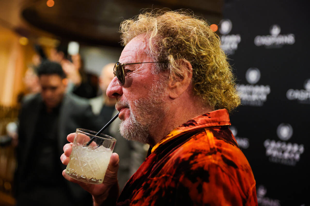 Sammy Hagar sips on a cocktail during the grand opening of Caspian's at Caesars Palace on Frida ...