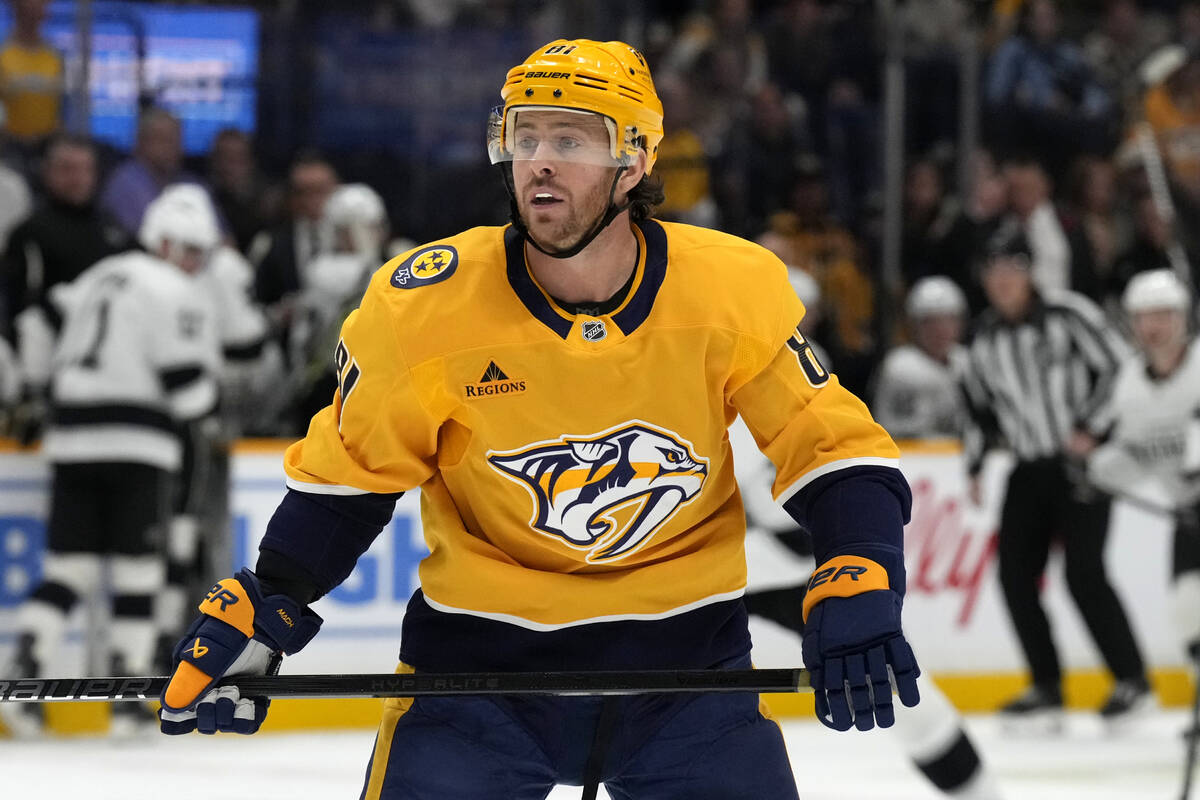 Nashville Predators center Jonathan Marchessault (81) plays against the Los Angeles Kings durin ...