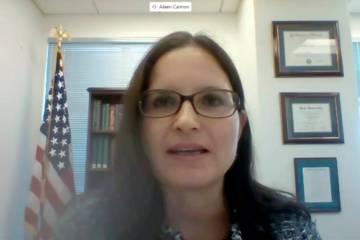 FILE - In this image from video provided by the U.S. Senate, Aileen M. Cannon speaks remotely d ...