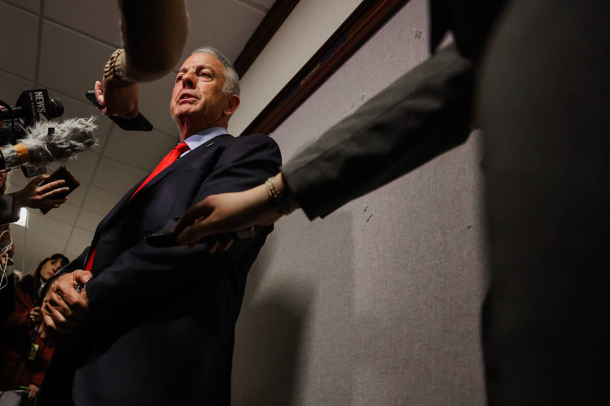 Gov. Joe Lombardo answers question during a press conferencing following his State of the State ...