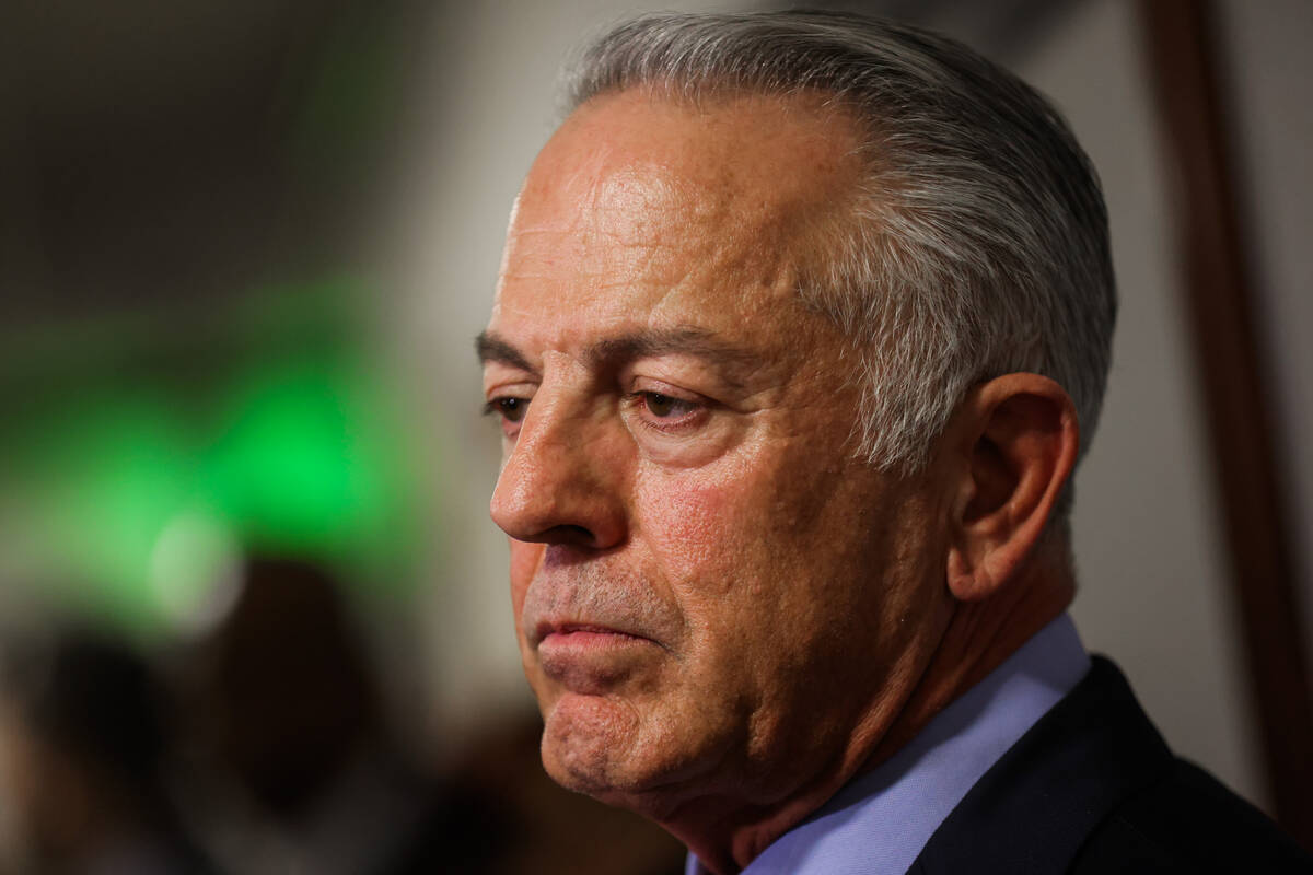 Gov. Joe Lombardo answers question during a press conferencing following his State of the State ...