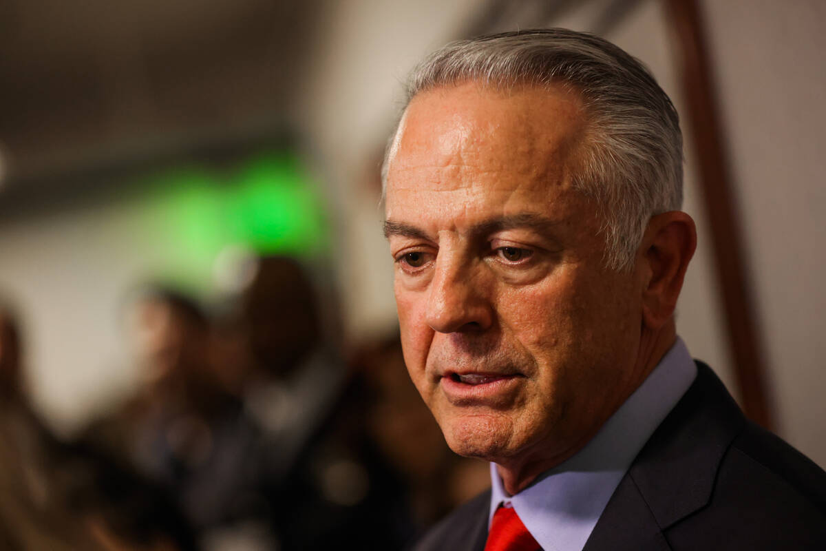 Gov. Joe Lombardo answers question during a press conferencing following his State of the State ...