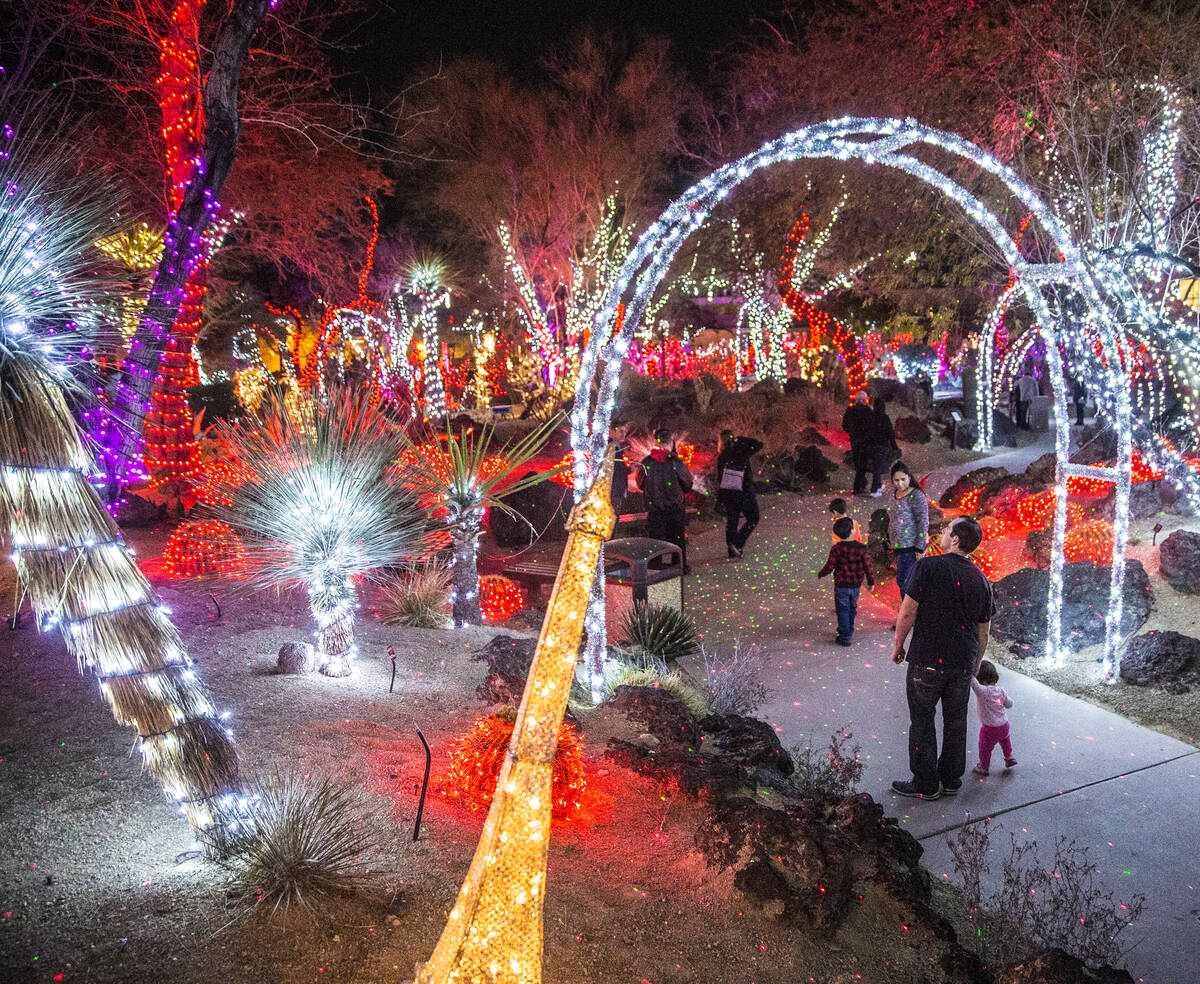 Attendees of the third annual Lights of Love take in the Valentine's Day-themed decorations at ...