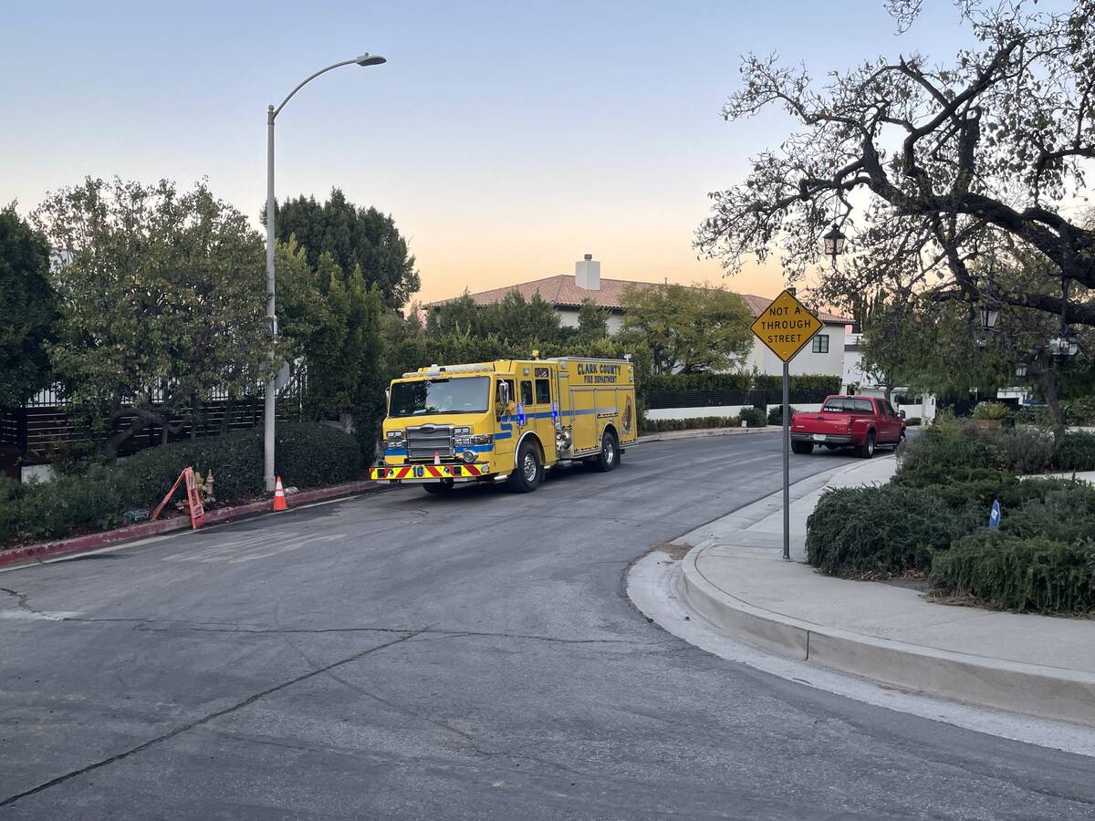 A Clark County Fire Department truck in a neighborhood in Southern California, January 14, 2025 ...