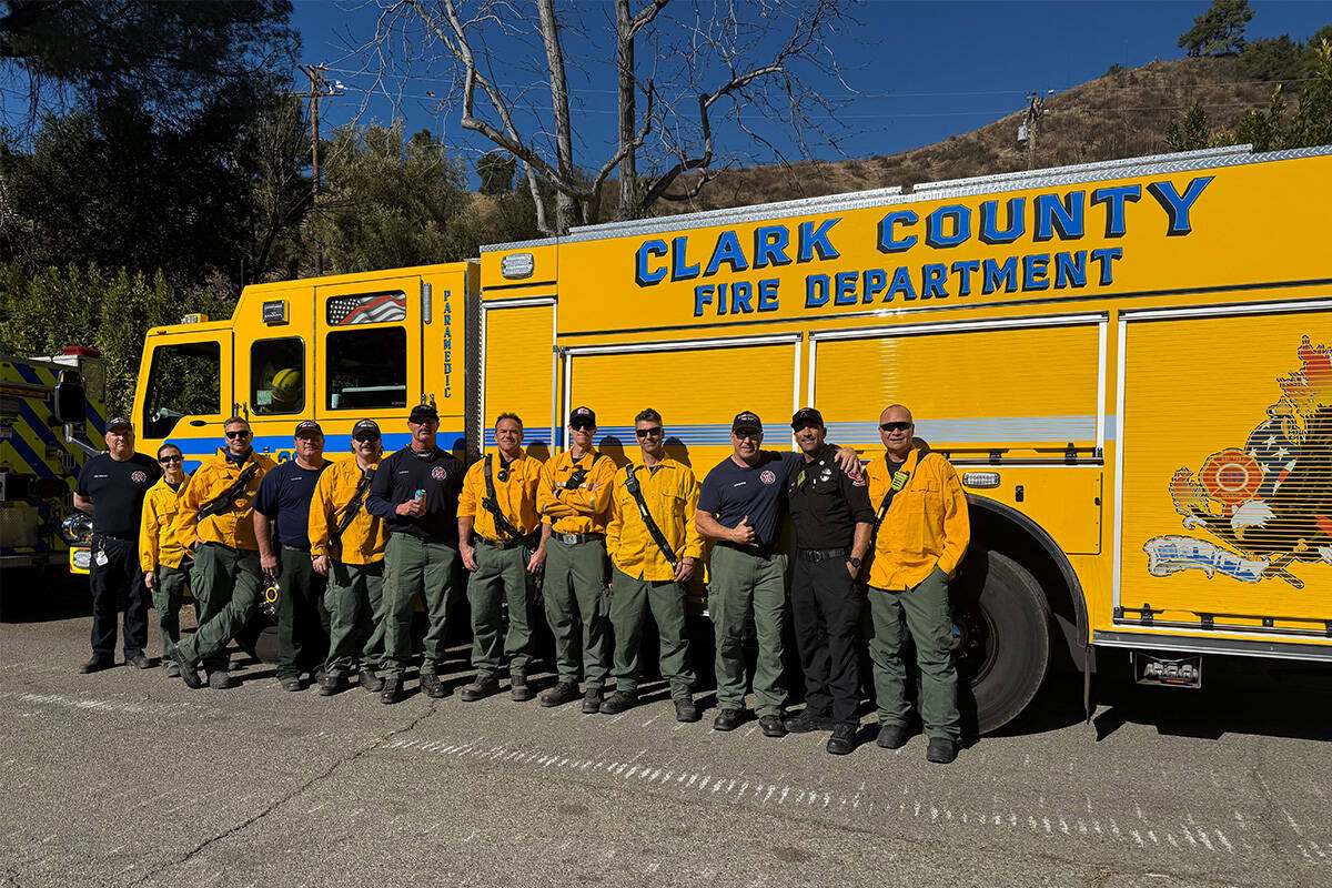 Members of a Las Vegas-based strike team deployed to the Los Angeles area to provide aid during ...