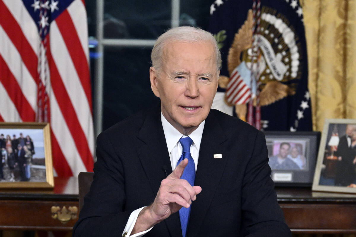 President Joe Biden speaks from the Oval Office of the White House as he gives his farewell add ...