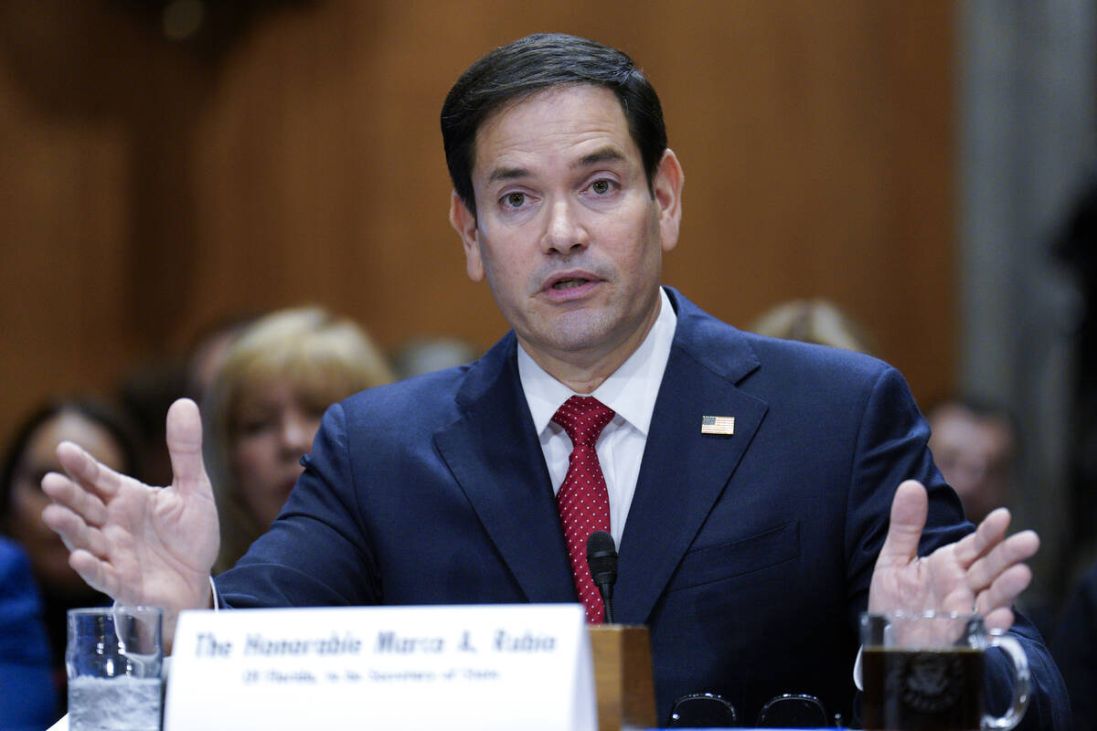 U.S. Senator Marco Rubio, nominee to be Secretary of State, testifies during a Senate Foreign R ...