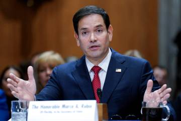 U.S. Senator Marco Rubio, nominee to be Secretary of State, testifies during a Senate Foreign R ...