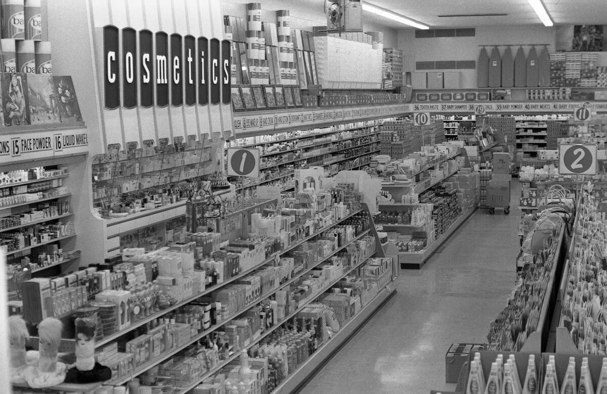 Interior of Skaggs Drug after a remodel, including the cosmetics department, the photo departme ...