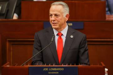 Gov. Joe Lombardo speaks during his State of the State speech at the Legislative Building on We ...