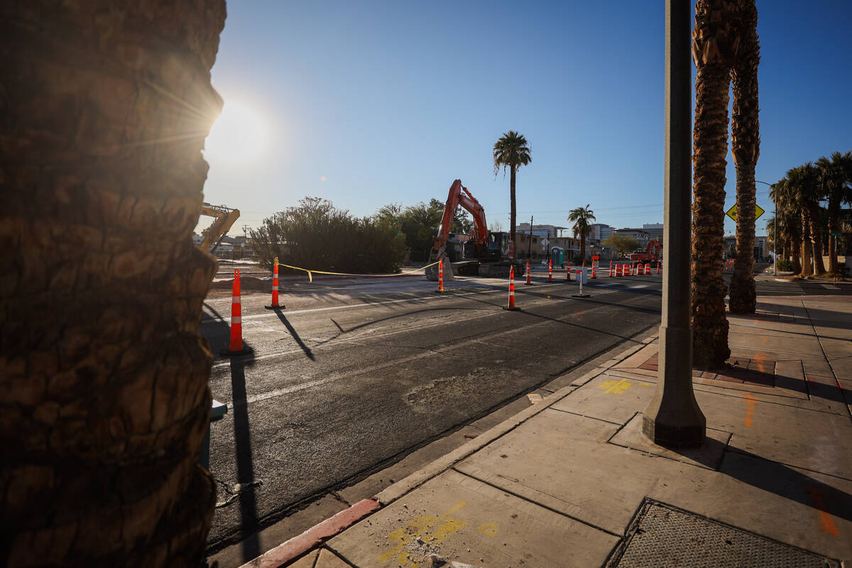 Signs of construction can be seen on Carson Avenue between Maryland Parkway and Ninth Street Sa ...