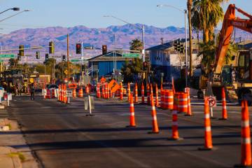 Construction is underway on Carson Avenue between Maryland Parkway and Ninth Street Saturday, J ...