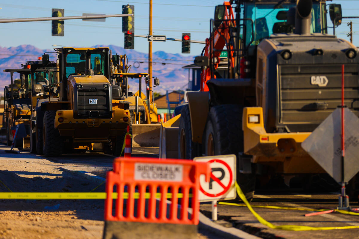 Signs of construction are visible on Carson Avenue between Maryland Parkway and Ninth Street Sa ...