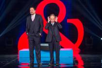 Penn & Teller perform during the "Penn & Teller April Fool Us Day" episode on The CW's "Penn & ...