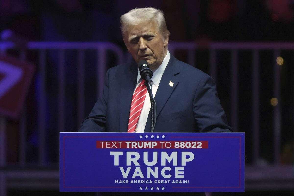 President-elect Donald Trump speaks at a rally ahead of the 60th Presidential Inauguration, Sun ...