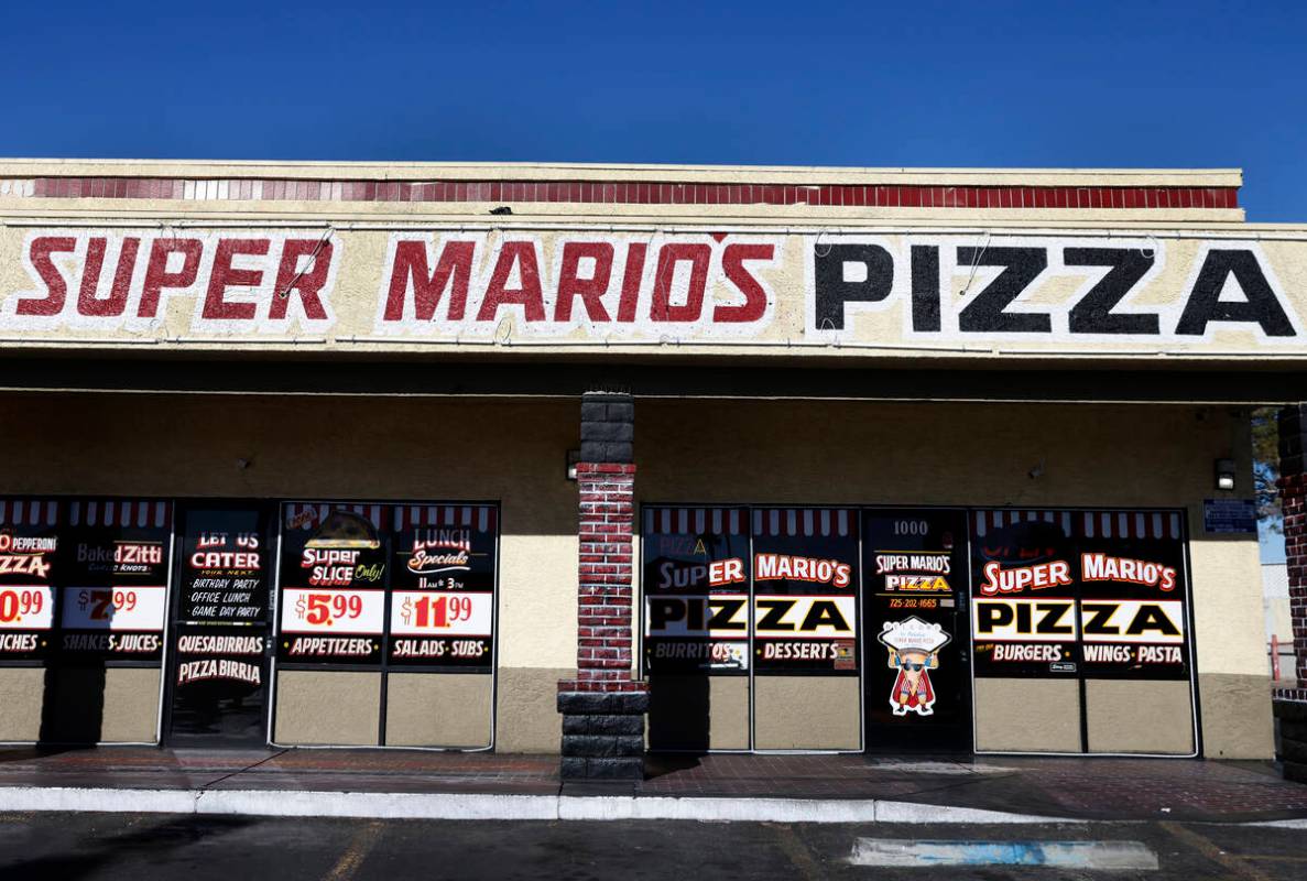 Super Mario's Pizza at 1000 S. Torrey Pines Dr. is seen, on Monday, Jan. 20, 2025, in Las Vegas ...