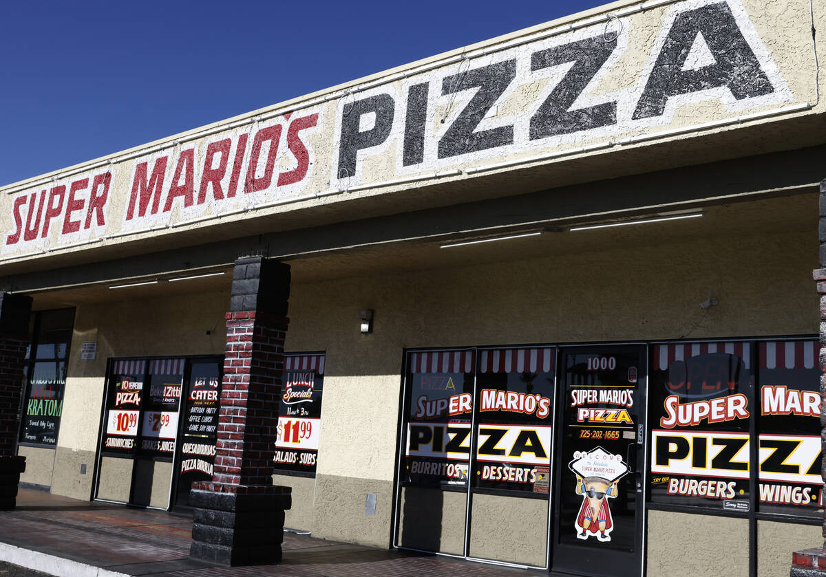 Super Mario's Pizza at 1000 S. Torrey Pines Dr. is seen, on Monday, Jan. 20, 2025, in Las Vegas ...