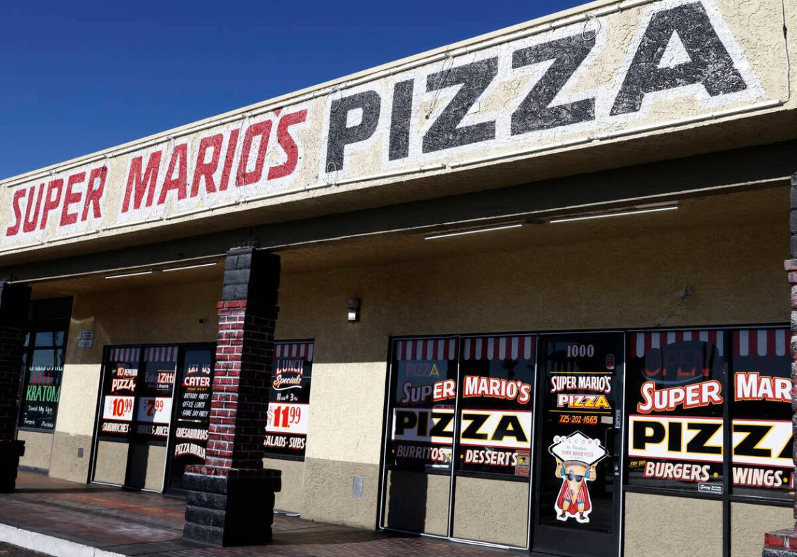 Super Mario's Pizza at 1000 S. Torrey Pines Dr. is seen, on Monday, Jan. 20, 2025, in Las Vegas ...