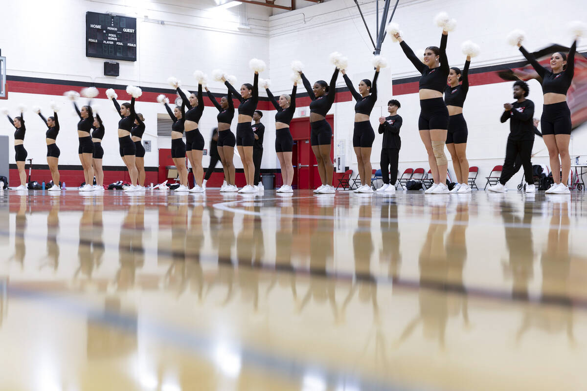 The Rebel Girls & Company team rehearses during practice at UNLV's McDermott Physical Education ...