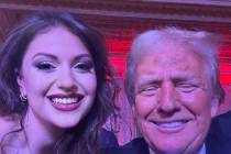 Angelina Alexon is shown with Donald Trump at Mar-A-Lago on Dec. 31, 2025. (Angelina Alexon)