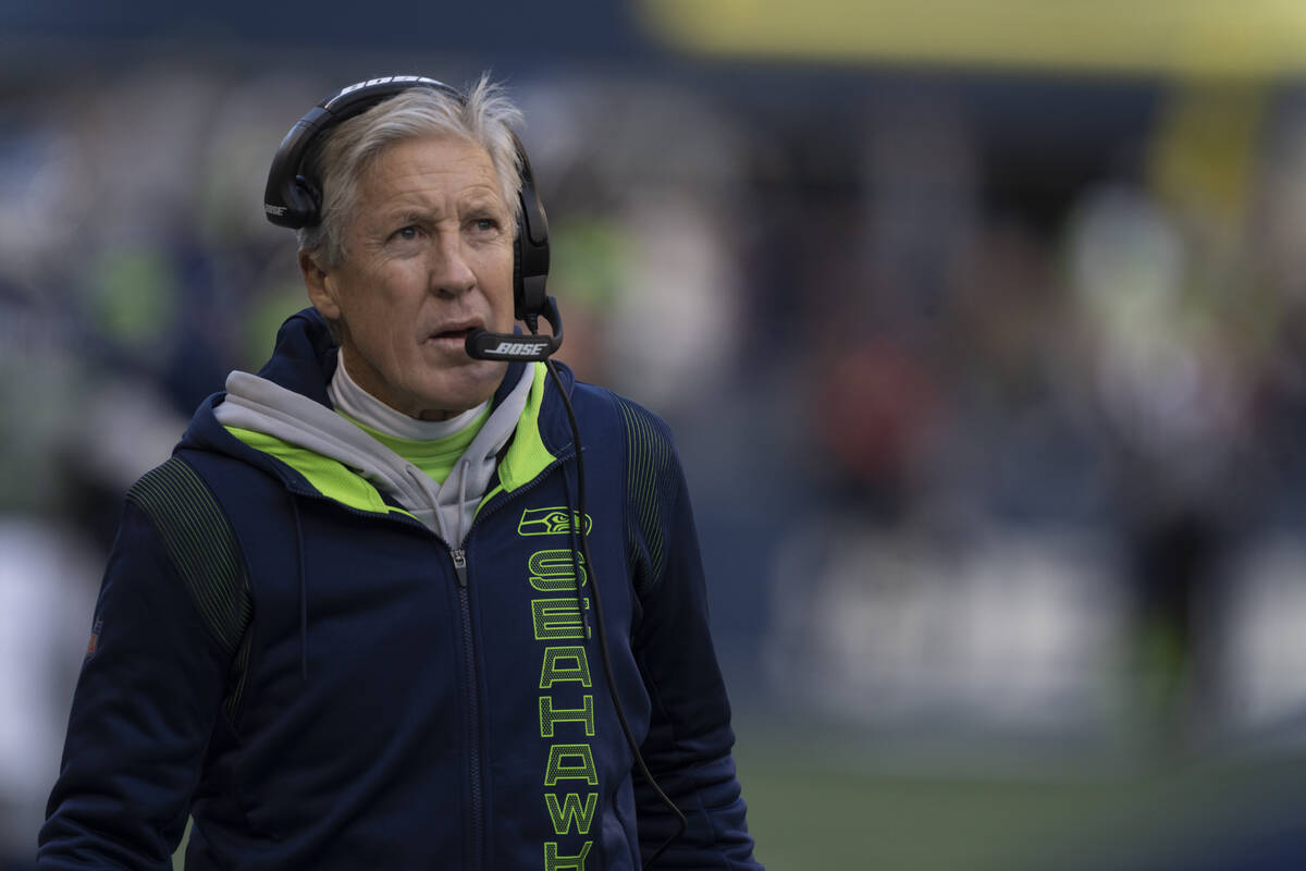 Seattle Seahawks head coach Pete Carroll is pictured during an NFL football game against the Sa ...