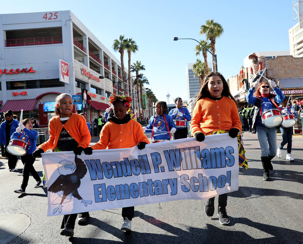 Students at Wendell P. Williams Elementary School march in the 43rd annual Martin Luther King J ...