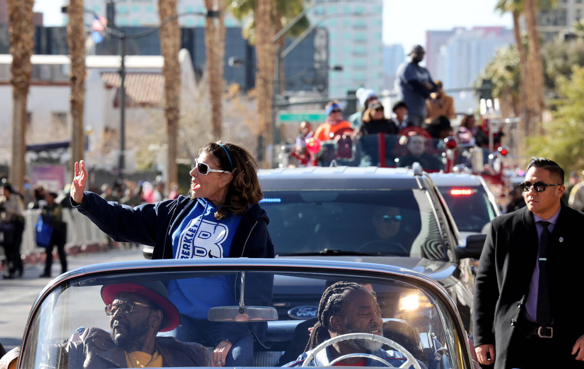 Las Vegas Mayor Shelley Berkley rides in the 43rd annual Martin Luther King Jr. Day parade in d ...