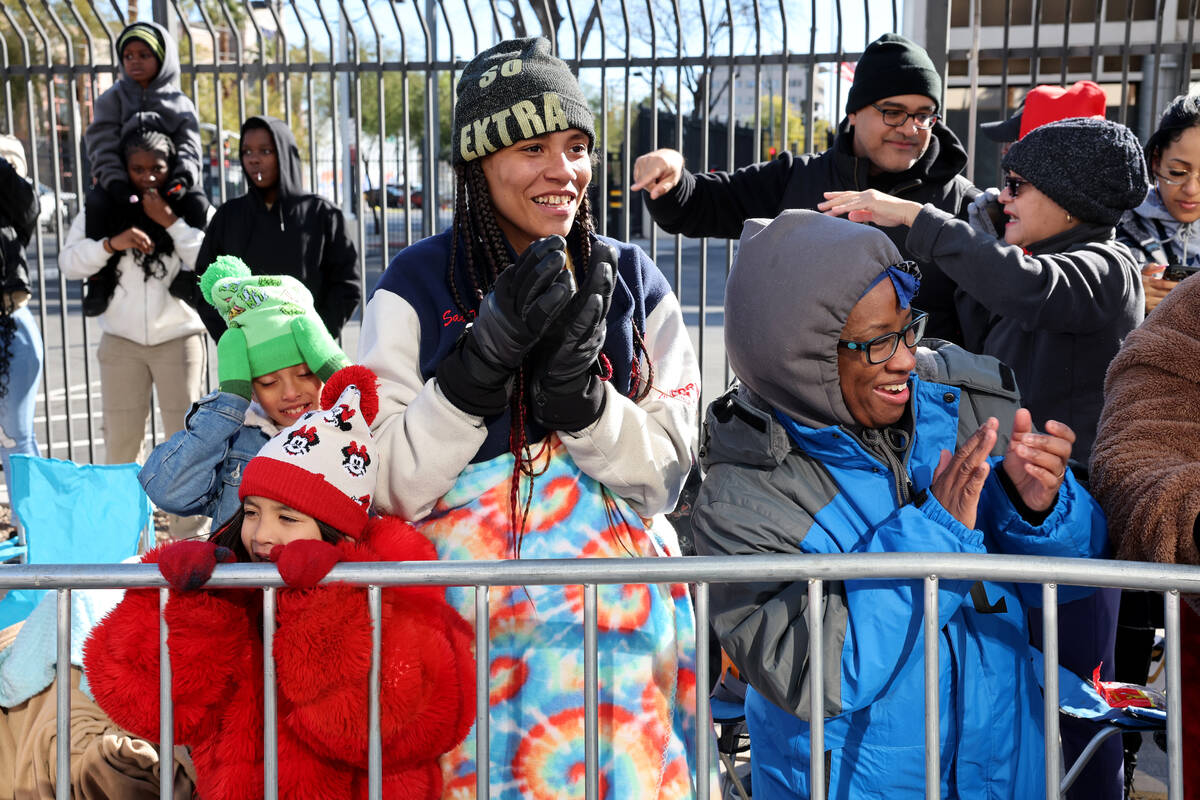 Nixon Nazworthy 9, from left, Henley Nazworthy, 8, Abigail Harrison and Jessica Williams watch ...