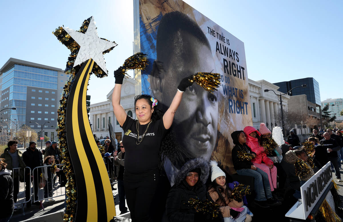 Participants with MGM Resorts International ride in the 43rd annual Martin Luther King Jr. Day ...