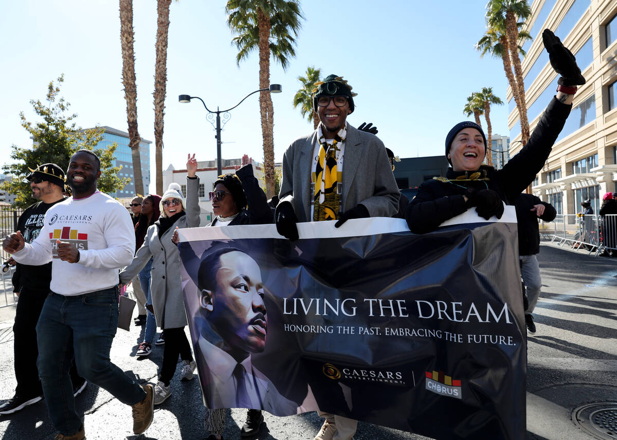 Participants with Caesars Entertainment, from left, John Avant, Leandra Long, Marvin Crowe, Isa ...