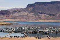 Boats are docked at the Las Vegas Boat Harbor at the Lake Mead National Recreation Area on June ...