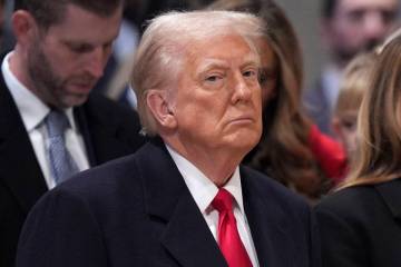 President Donald Trump attends the national prayer service at the Washington National Cathedral ...