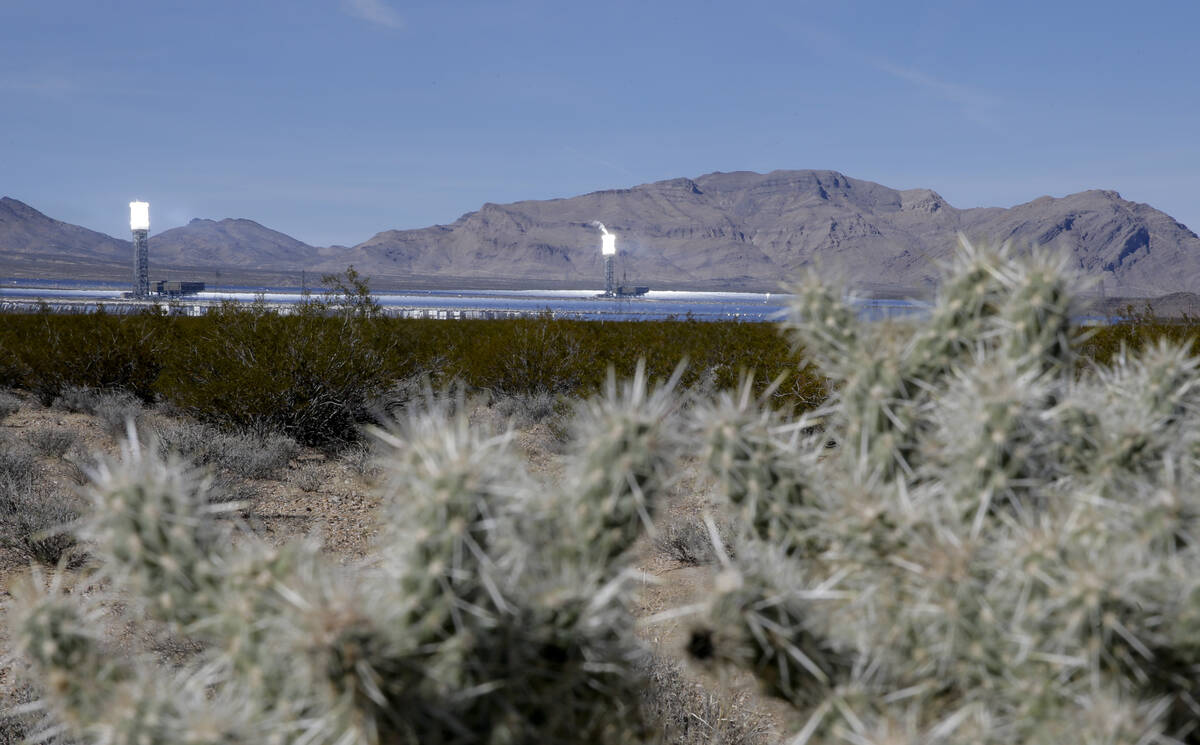 The Ivanpah Solar Electric Generating Facility, seen in February 2014 in Primm. (AP Photo/Chris ...