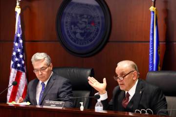 The Nevada Control Board Chairman Kirk Hendrick, left, plans to resign from his post. (Bizuayeh ...