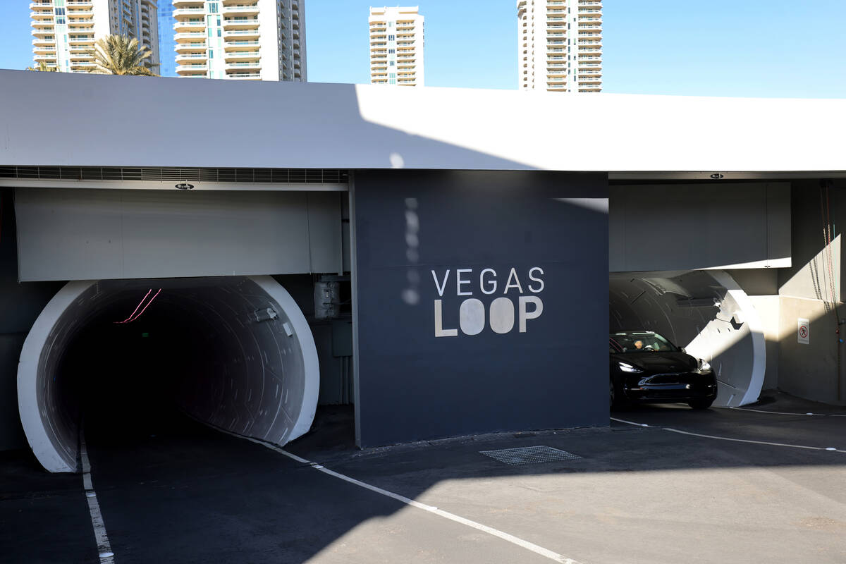 Passengers catch rides during the opening of the Vegas Loop Westgate Station Wednesday, Jan. 22 ...