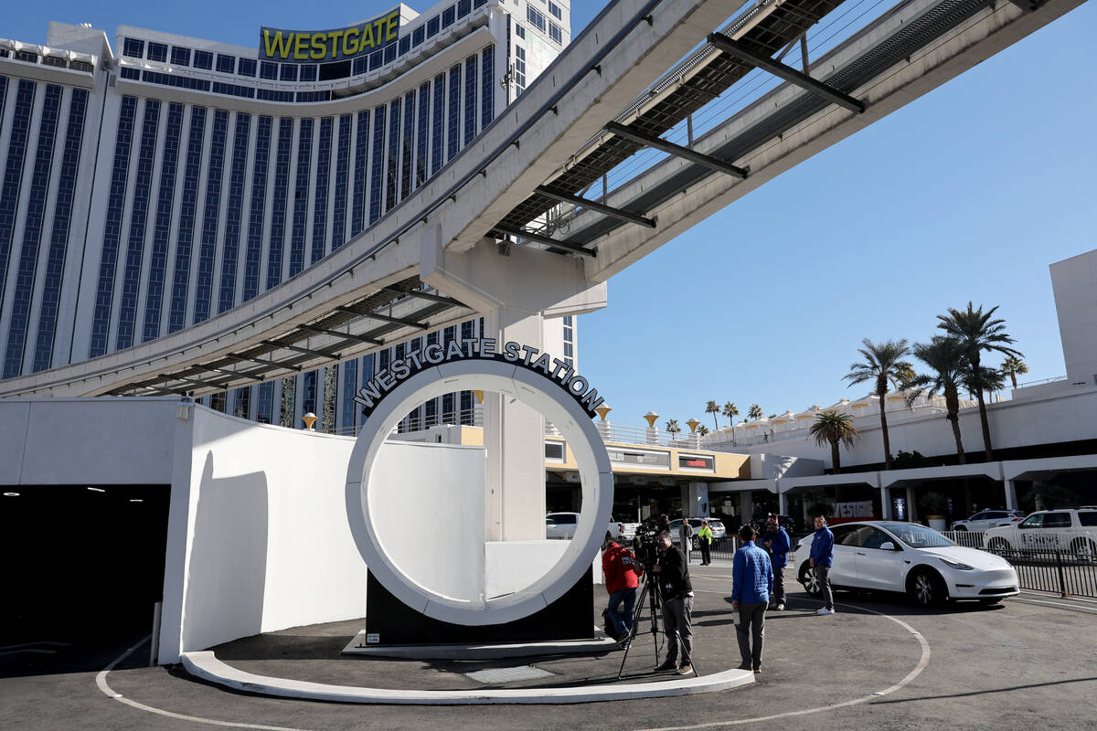 Passengers catch rides during the opening of the Vegas Loop Westgate Station Wednesday, Jan. 22 ...