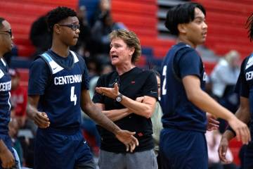 Centennial head coach Karen Weitz shouts at her team during the second half of a boys high scho ...