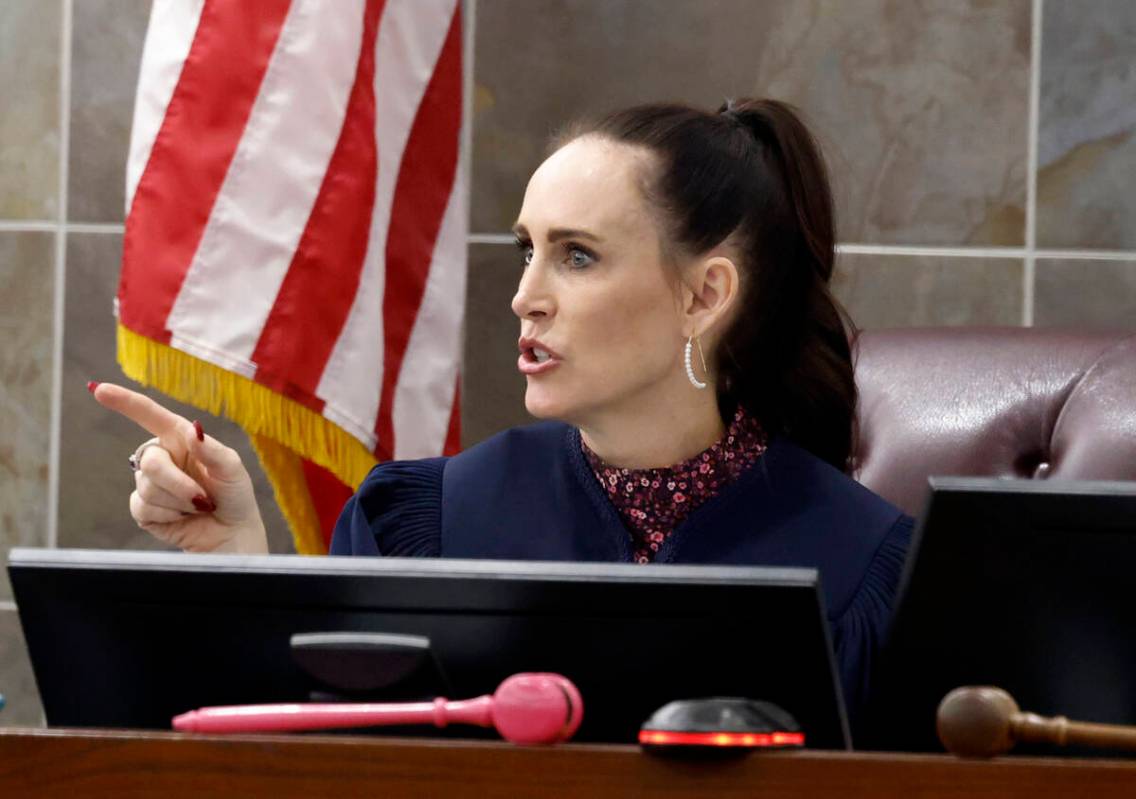 Judge Jacqueline Bluth speaks to a jury following a hung jury during the trial of Anthony Newto ...