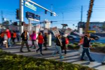 Culinary Local 226 workers on strike outside the garage off of E. Hard Rock at the Virgin Hotel ...