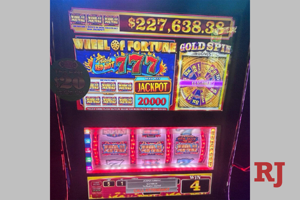 A slots player won $227,638.38 on a $10 bet playing Wheel of Fortune Gold Spin Triple Red Hot 7 ...