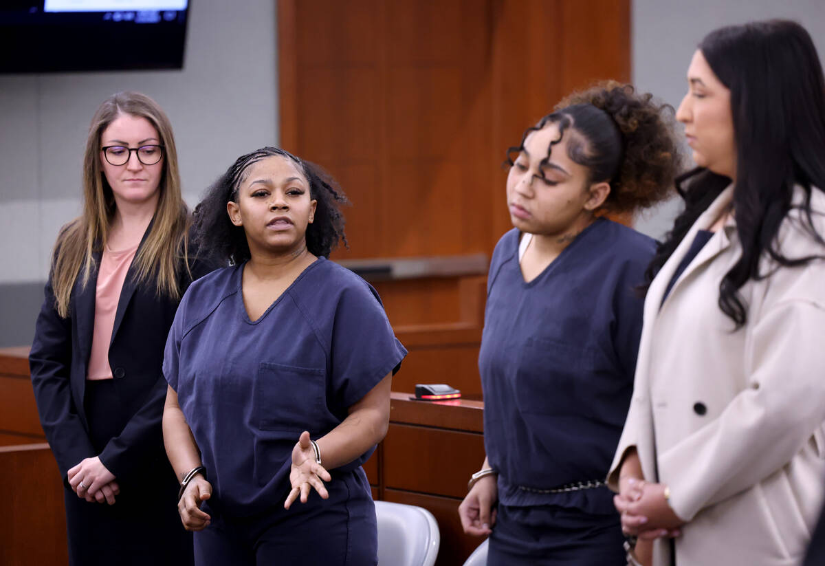 Erika Covington, left, apologizes to the family of victim Bryan Altamirano-Solano during senten ...